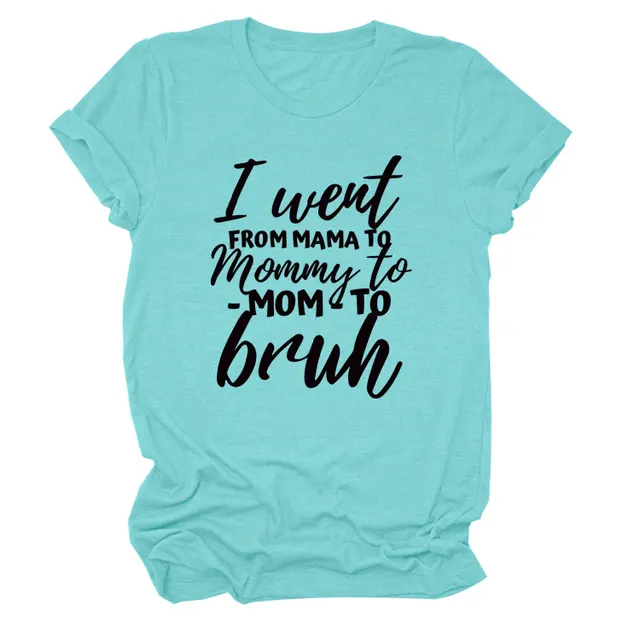 Women's Printed Letter Short Sleeves Deep Water Blue Black Font - Shop at LoveMi