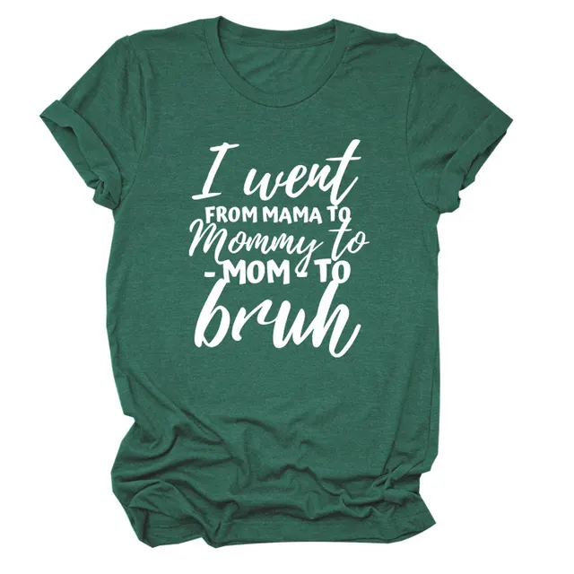Women's Printed Letter Short Sleeves Retro Green White Font - Shop at LoveMi