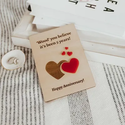 Invitation To Wooden Carving Wedding Anniversary Card Red - Shop at LoveMi