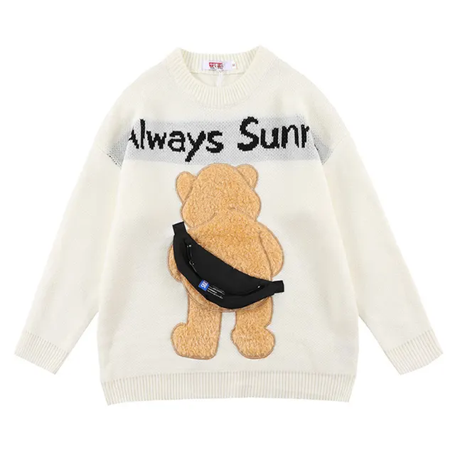 Autumn And Winter China Chic Men's Long Sleeve Loose Sweater White - Shop at LoveMi