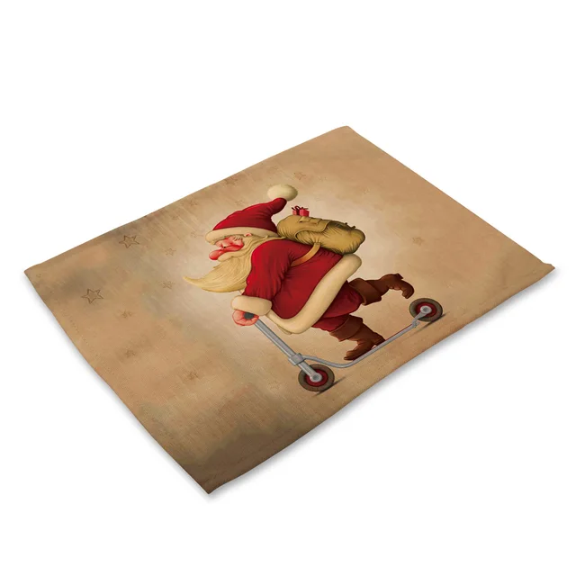 Santa Claus Printed Cotton And Linen Placemat Mx0002 2 - Shop at LoveMi