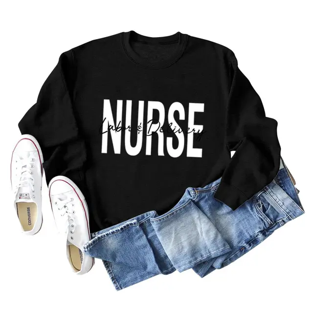 Round Neck Letter Printing Loose Plus Size Long Sleeve Sweater Black - Shop at LoveMi