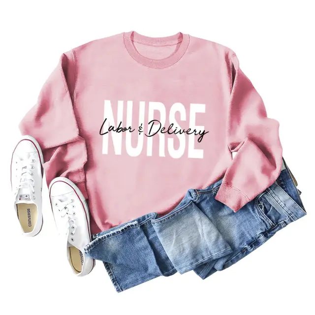 Round Neck Letter Printing Loose Plus Size Long Sleeve Sweater Pink - Shop at LoveMi