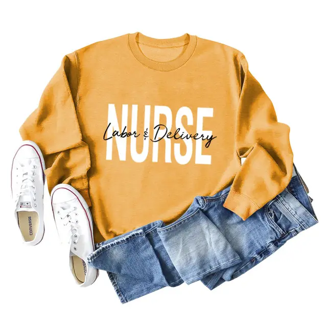 Round Neck Letter Printing Loose Plus Size Long Sleeve Sweater Yellow - Shop at LoveMi