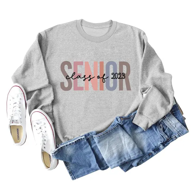 Female Lettering Fashion Loose Casual Long Sleeve Sweater Grey - Shop at LoveMi