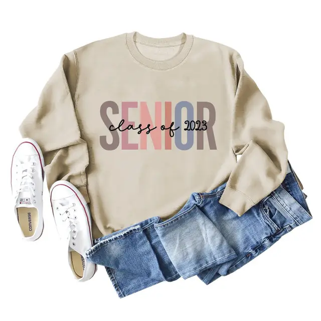 Female Lettering Fashion Loose Casual Long Sleeve Sweater Sand Color - Shop at LoveMi