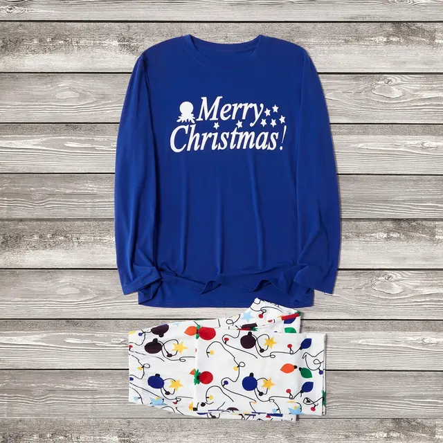 Christmas Colorful Lantern Family Matching Pajamas Sets Dark Blue - Shop at LoveMi