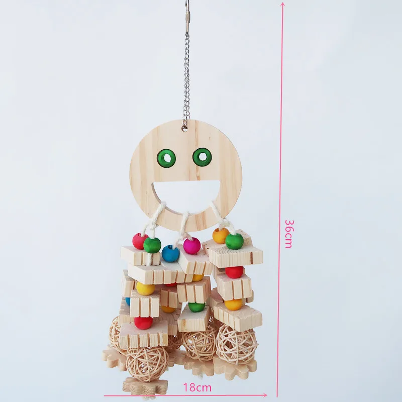 Parrot Toy Bird Supplies Cartoon Wooded Bite Big String Slotted Building Blocks Molar Embedded Beads Treasure Hunting Toys Parrot Toy - Shop at LoveMi