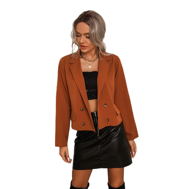Women's Small Coffee Color Vintage Suit Short Jacket Coffee - Shop at LoveMi
