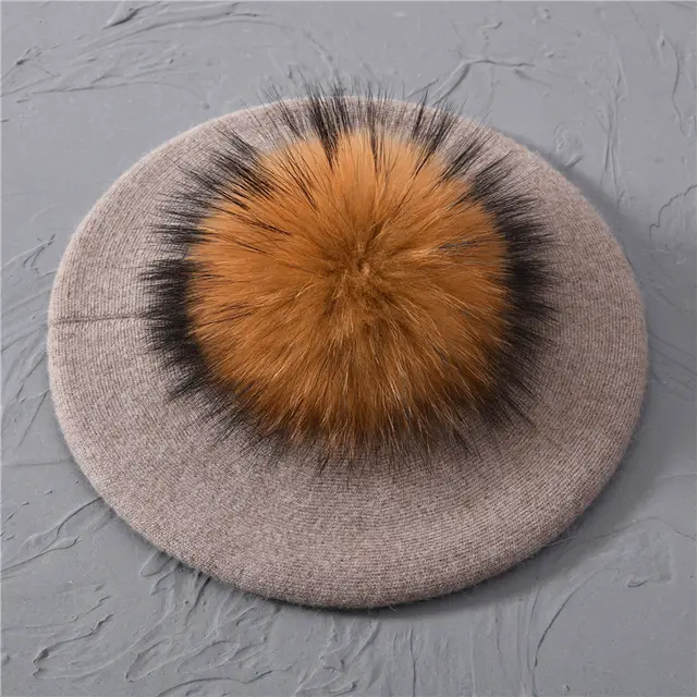 Autumn Winter Berets Hat Women Casual Knitted Wool Beret Wit 02Brown - Shop at LoveMi