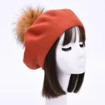 Autumn Winter Berets Hat Women Casual Knitted Wool Beret Wit - Orange