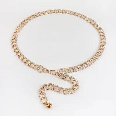 Metallic Hollowed out Texture Gold Women's Waist Chain With Retro Single Loop Body Chain With Blouse Dress Sexy Waist Accessories Golden - Shop at LoveMi