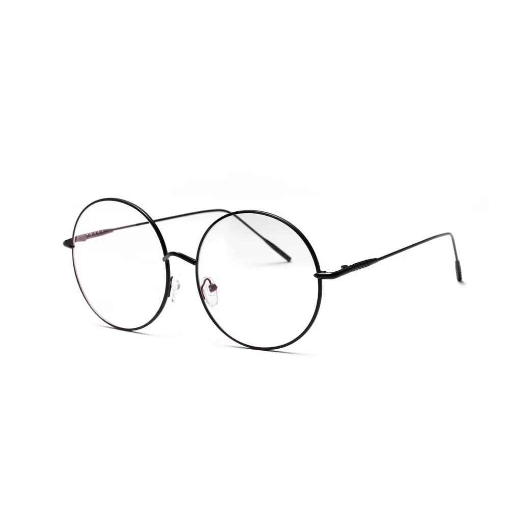 Women's Metal Large Frame Round Flat Mirror - Black