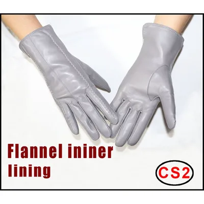 Women's Sheepskin Gloves Winter Warmth Plus Velvet Short Thi Cs2 Light Grey - Shop at LoveMi