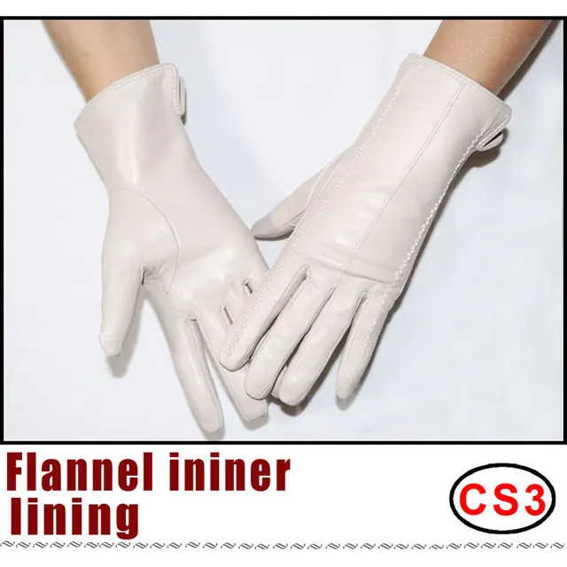 Women's Sheepskin Gloves Winter Warmth Plus Velvet Short Thi Cs3 Light Beige - Shop at LoveMi