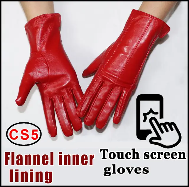 Women's Sheepskin Gloves Winter Warmth Plus Velvet Short Thi Cs5 Touch Screen - Shop at LoveMi