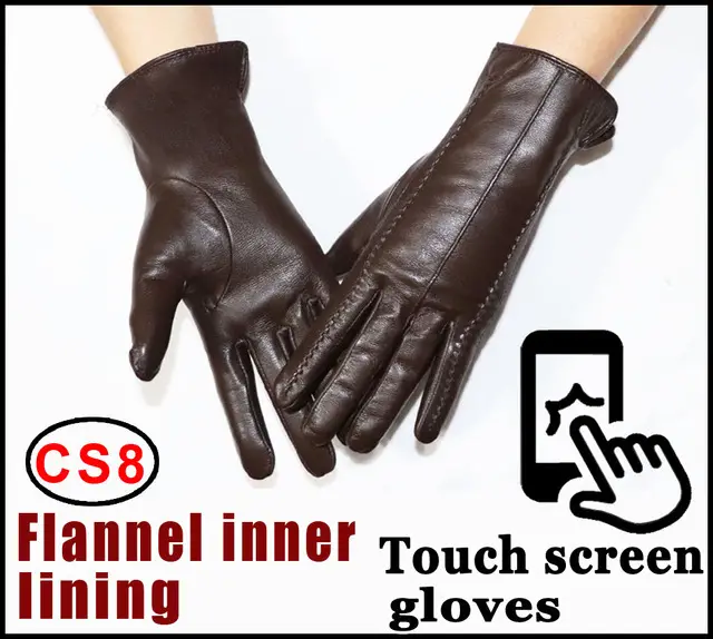 Women's Sheepskin Gloves Winter Warmth Plus Velvet Short Thi Cs8 Touch Screen - Shop at LoveMi