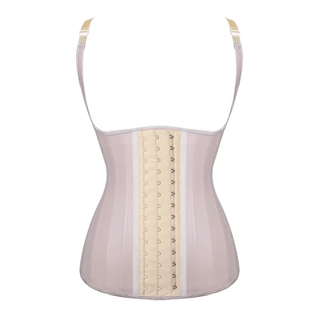 25 Steel Rib Glossy Rubber Corset Reflective Latex Waist Tight Vest Belly Contracting Chest Support Sling Bra Apricot - Shop at LoveMi