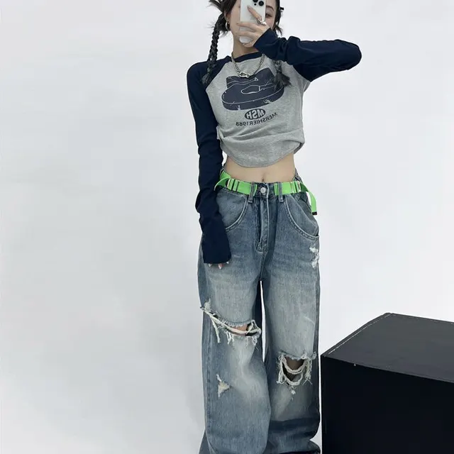 Autumn New Fashion Sweet Spicy Girl Colorful Sweatshirt Ins Tide Navy - Shop at LoveMi
