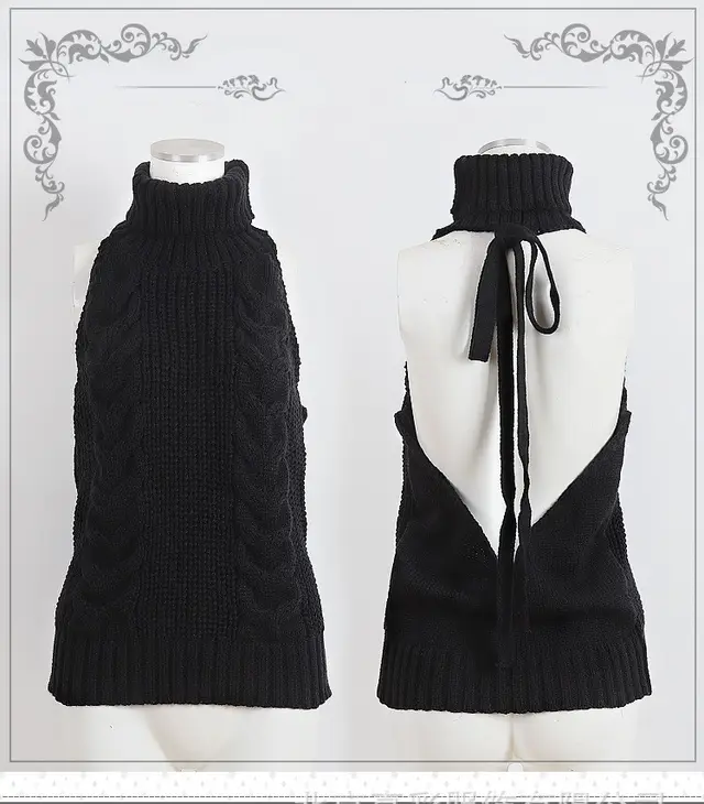 Japanese Knitted Sexy High Neck Dress Black - Shop at LoveMi