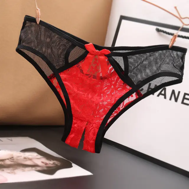 Women's Lace Cut Out Color Matching Briefs Red - Shop at LoveMi