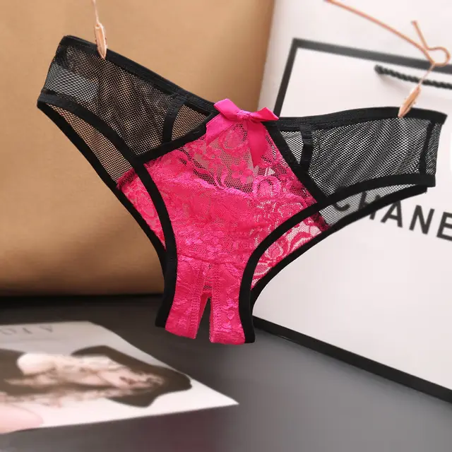 Women's Lace Cut Out Color Matching Briefs Rose Red - Shop at LoveMi