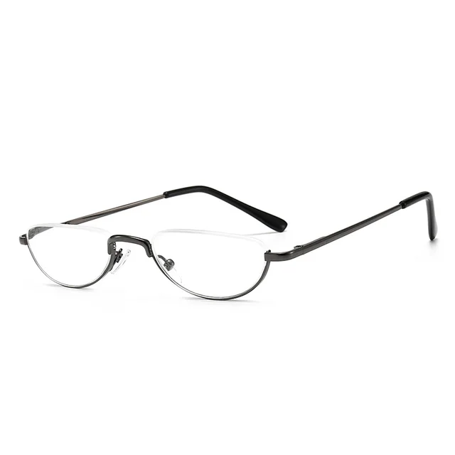 Women's Portable Fashionable Half moon Shaped Reading Glasses Gun Color Frame - Shop at LoveMi