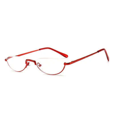 Women's Portable Fashionable Half moon Shaped Reading Glasses Red - Shop at LoveMi