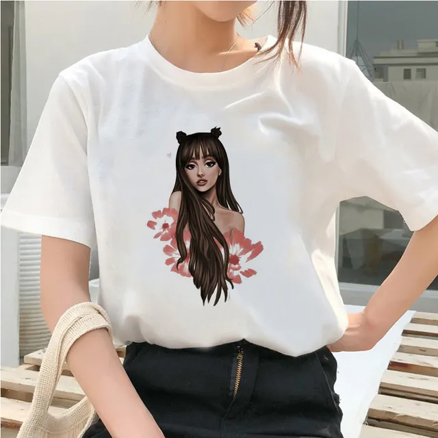 Album Cover Printed Short Sleeve T shirt European And American Women's Clothing Casual 3 White - Shop at LoveMi