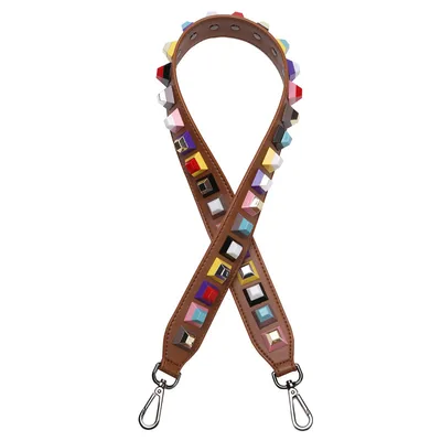 Shoulder Strap Double Sided Cowhide Rivets Bag Accessory Bandwidth Shoulder Gold Hardware Brown - Shop at LoveMi