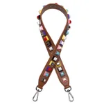 Shoulder Strap Double Sided Cowhide Rivets Bag Accessory Bandwidth Shoulder - Gold Hardware Brown