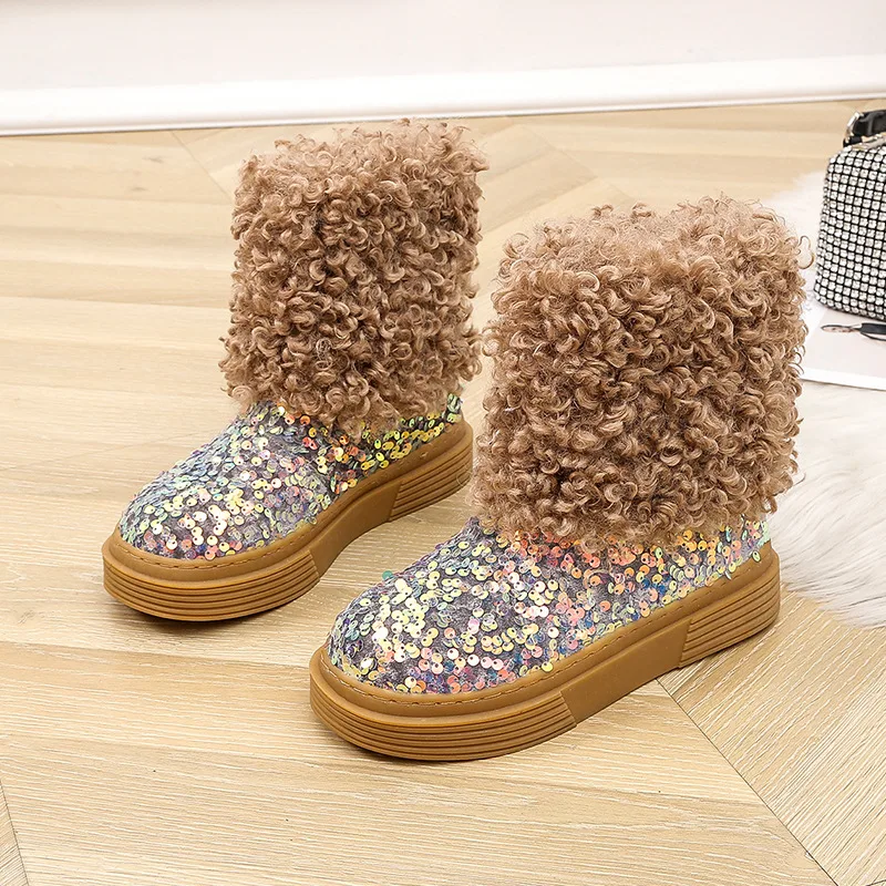 Winter New Style Short Tube Slip On Cotton Shoes Khaki - Shop at LoveMi