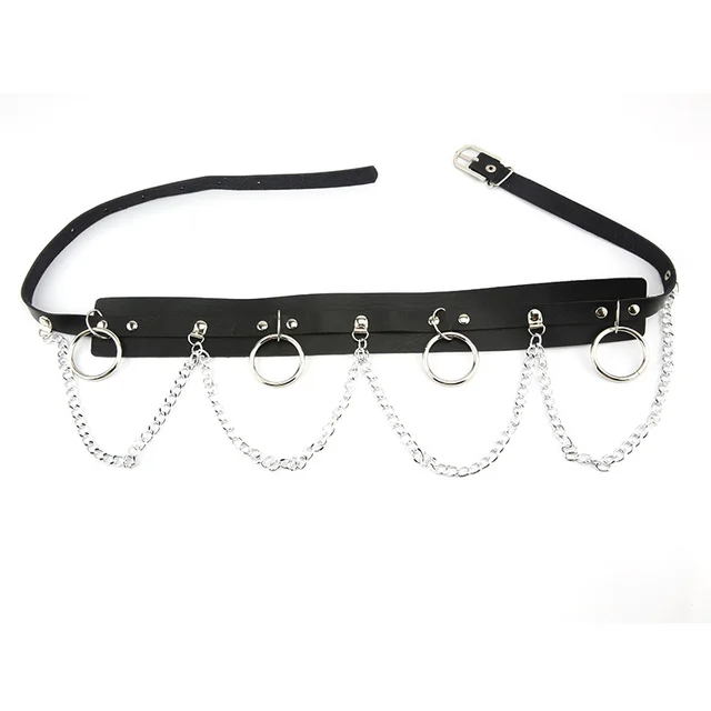 Fashion With Dresses Jk Jacket Decorative Waist Seal Dark Chain Punk Belt Black - Shop at LoveMi