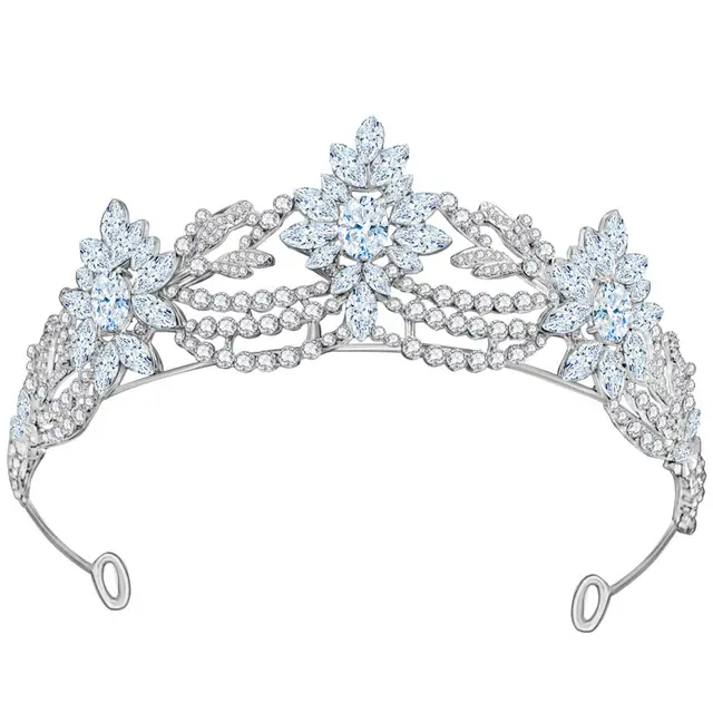 New European And American 3A Zirconia Bridal Wedding Crown White - Shop at LoveMi