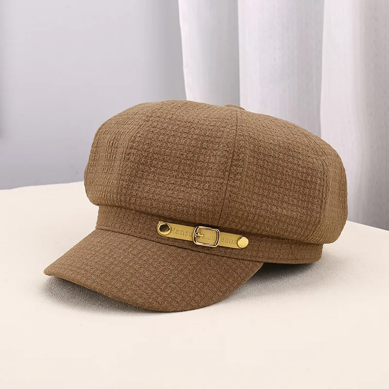 Women's Outdoor Warm Sunshade Pleated Octagonal Hat Coffee - Shop at LoveMi