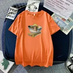 Women's Short-sleeved Summer Student Korean-style Casual All-matching Summer Top Loose Plus Size Women's Clothing - Naruto Eat Ramen Orange - View 1