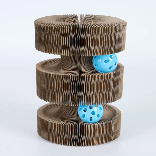 Magic Organ Foldable Cat Scratch Board Toy With Bell Cat Grinding Claw Cat Climbing Frame Round Corrugated Cats Interactive Toys Arch Bridge - Shop at LoveMi
