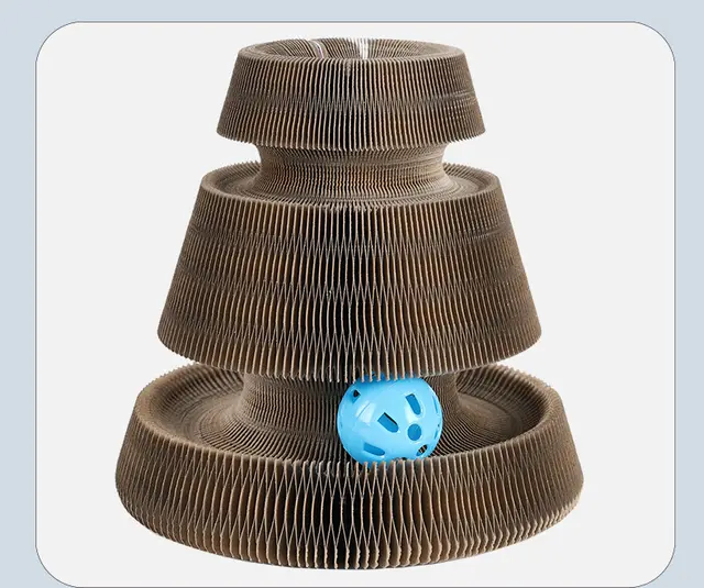 Magic Organ Foldable Cat Scratch Board Toy With Bell Cat Grinding Claw Cat Climbing Frame Round Corrugated Cats Interactive Toys Trolley - Shop at LoveMi