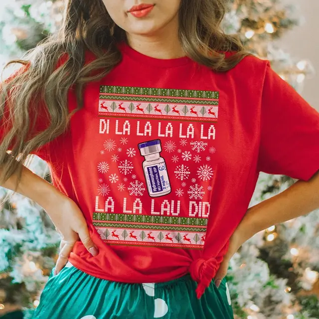 Women's Printed Christmas T shirt Short Sleeve Red - Shop at LoveMi