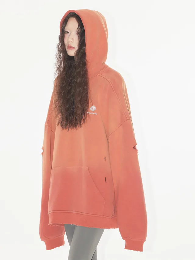 Worn Out And Torn Soft Comfortable Loose Hoodie Caramel - Shop at LoveMi