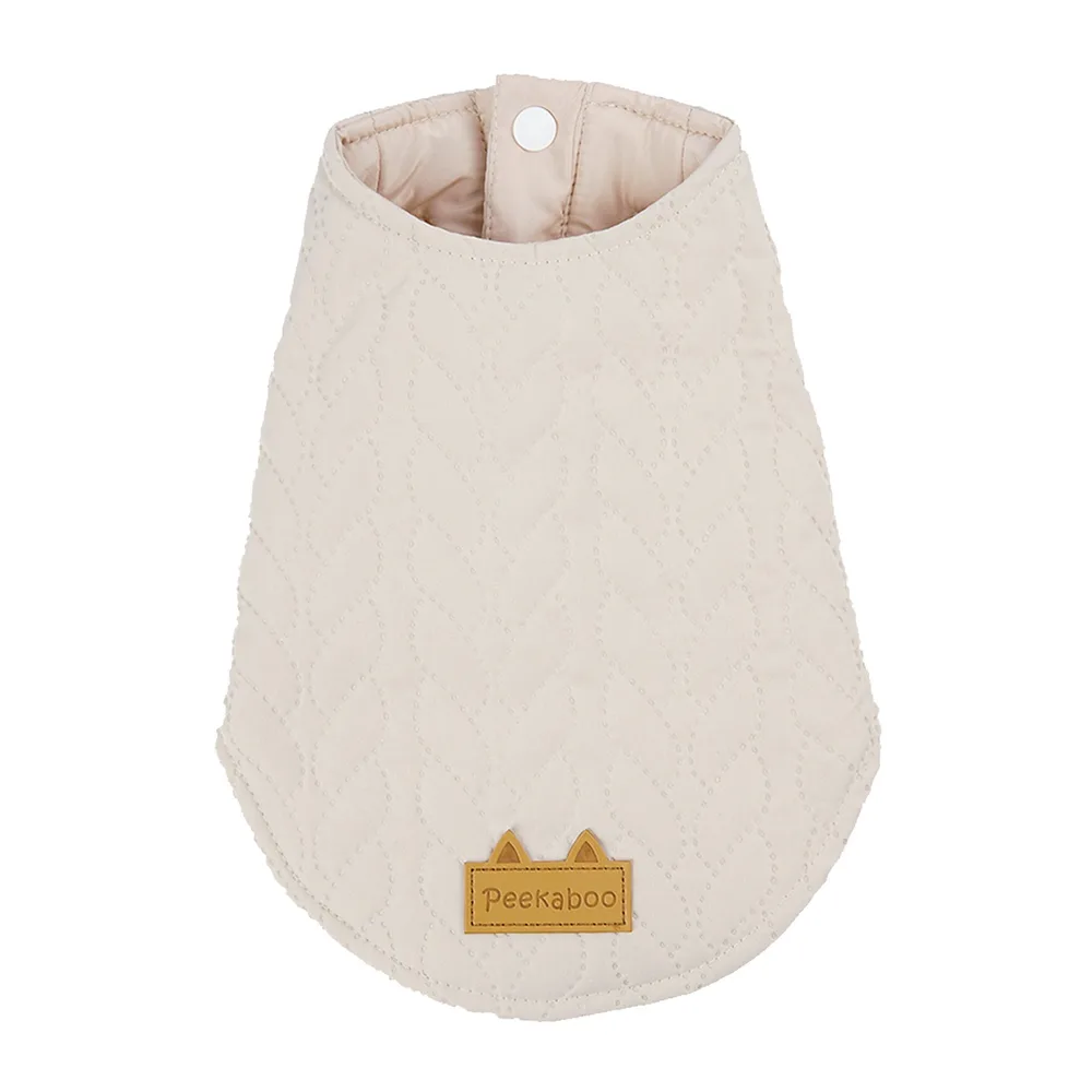 Autumn And Winter Warm Jacquard Button Two-piece Cotton Padded Clothes - Apricot