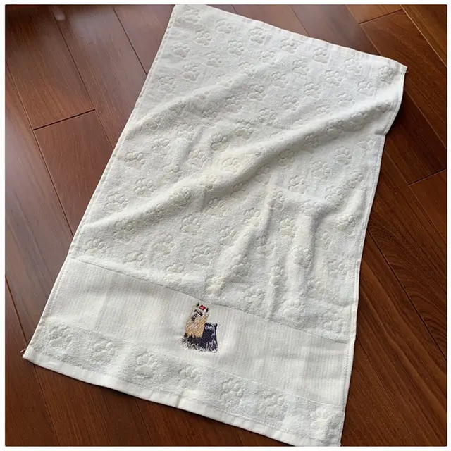 Cut Velvet Soft Absorbent Dog Embroidery No Fluoresce Face Washing Face Towel Towel 10 Cute Embroidered Towels - Shop at LoveMi