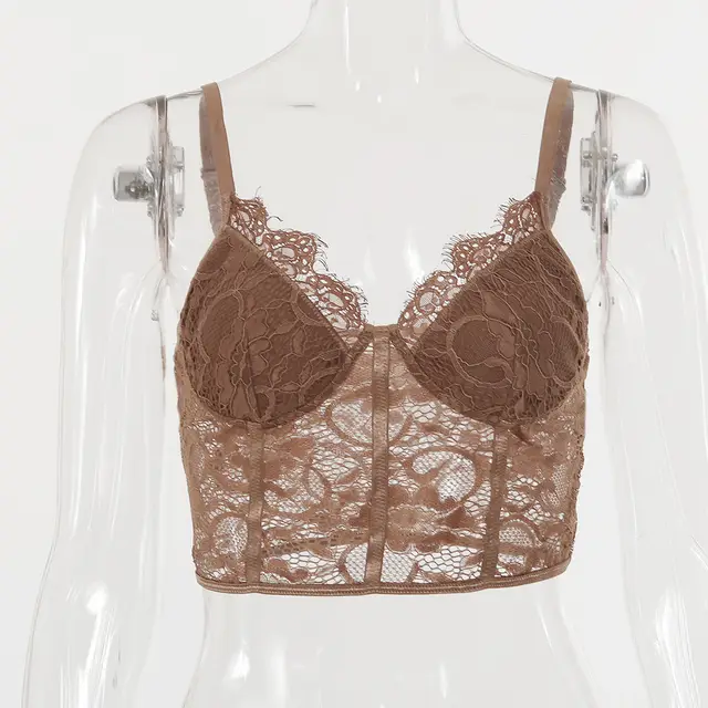 Women's Deep V Lace Vest Khaki - Shop at LoveMi