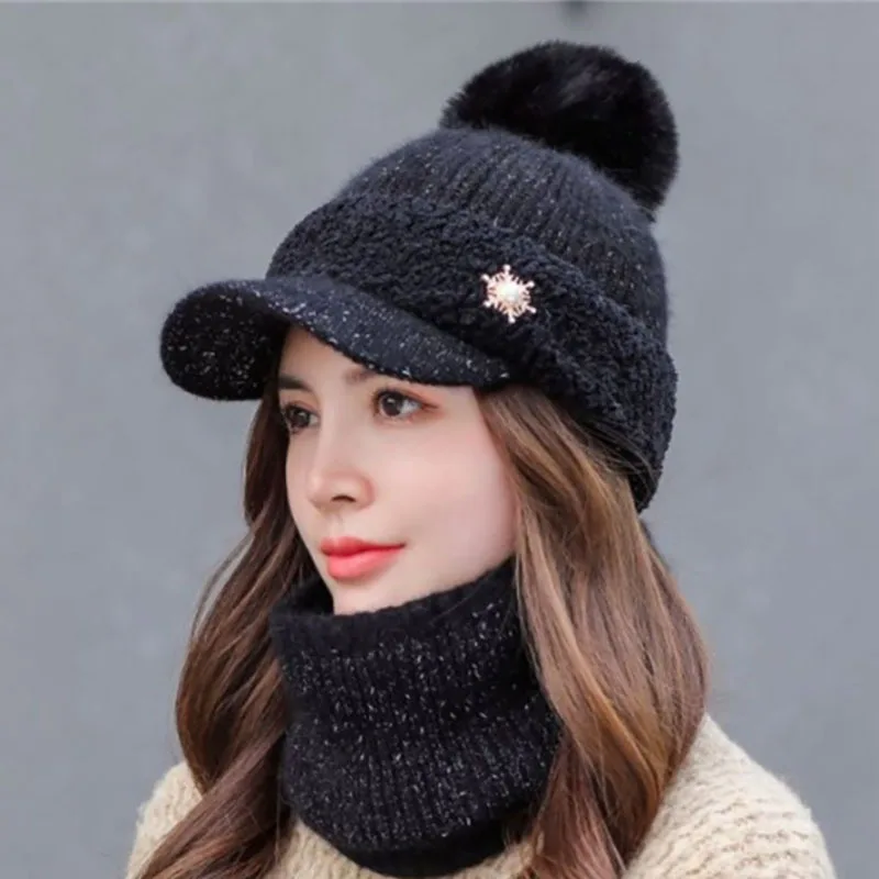 Fashion Korean Version Of The Tide Outdoor Windproof Cold Woolen Hat Black - Shop at LoveMi
