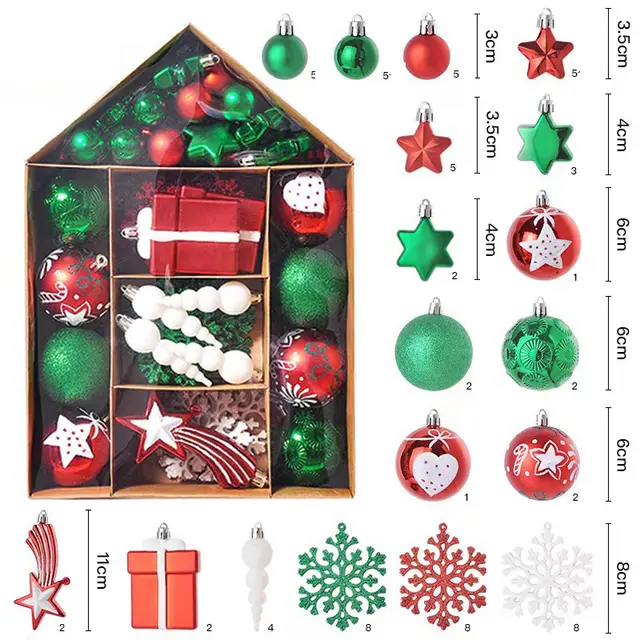 Christmas Ball Decorative Set Red, Green And White Suit - Shop at LoveMi
