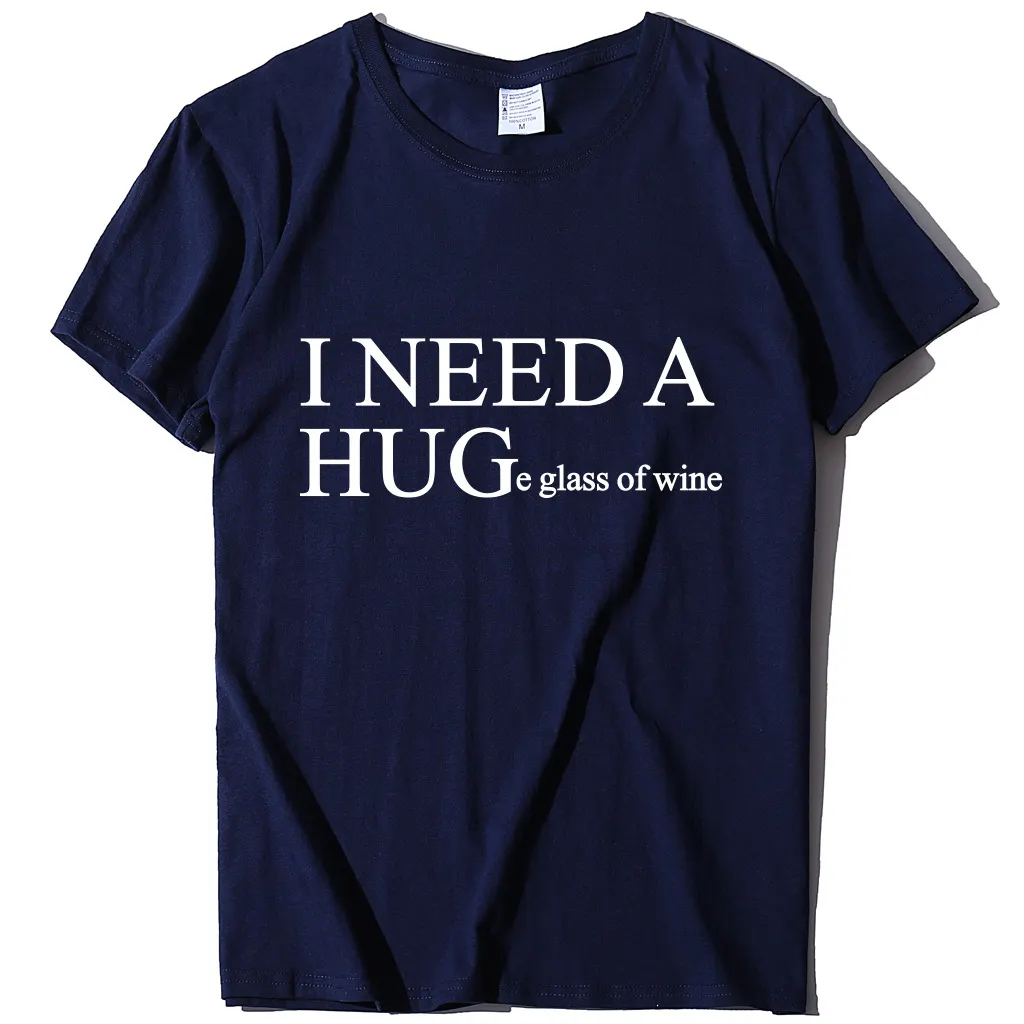 Men's And Women's Fashion Casual Letter Pattern Printed Short Sleeve - Navy Blue