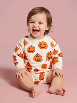 Halloween Pumpkin Ghost Face Hopper Ins - White