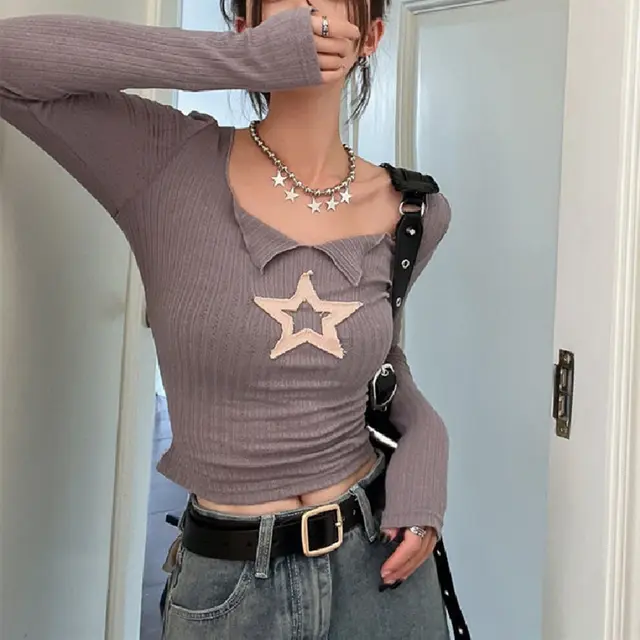 Star Autumn Slim Long Sleeve Girl Light Grey - Shop at LoveMi