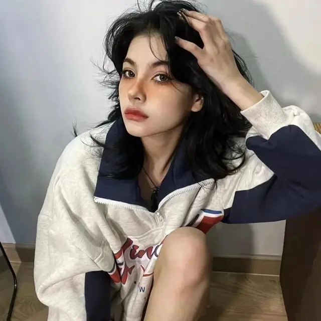 Women's Thin Loose Retro Trendy Sweatshirt White - Shop at LoveMi