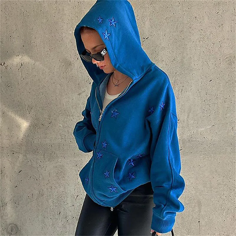 Women's Personalized Trendy Embroidered Sweater Cardigan Blue - Shop at LoveMi
